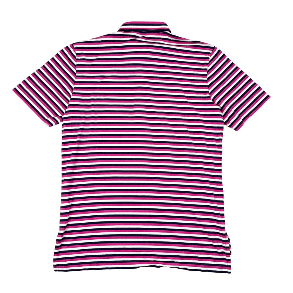 Ralph Lauren Polo Golf Shirt Mens Size‎ Medium Pink Blur Striped Vintage Lisle - Picture 2 of 7
